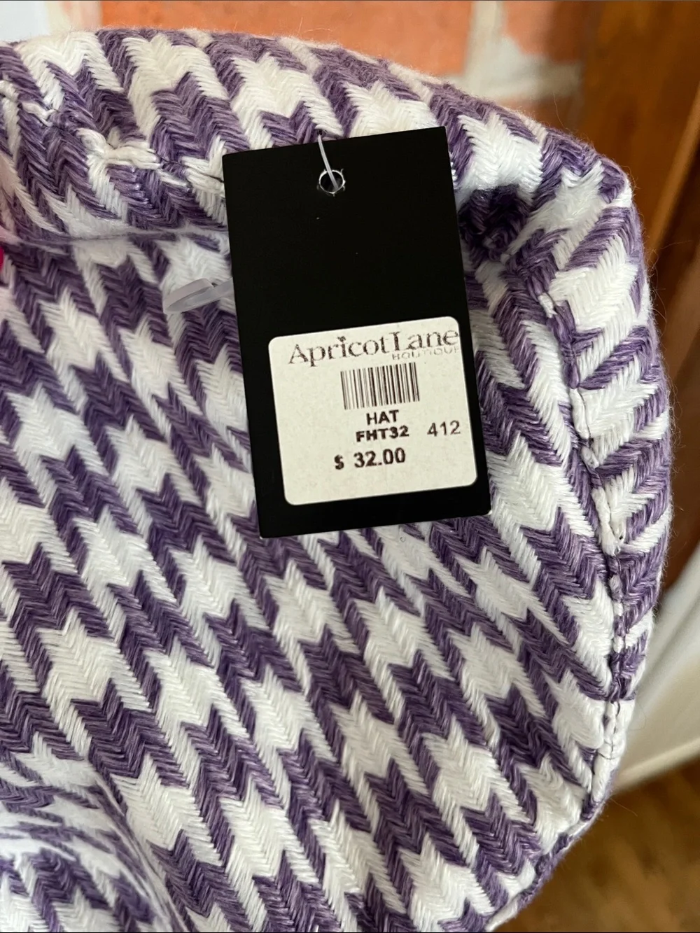 Purple & White Houndstooth Baker Boy Cap